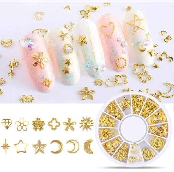 Gold Nail Art Charm Set