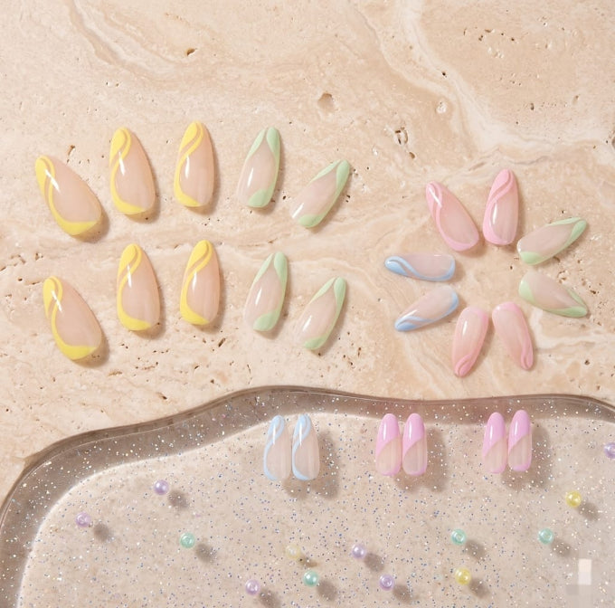 Whimsical Swirls Press-On Nails (24 Pcs)  (Without Box)
