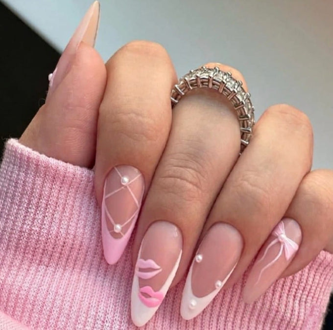 Chic Pink Parisian Nail (24Pcs) (Without Box)