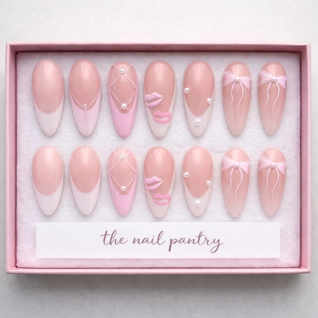 Chic Pink Parisian Nail (24Pcs) (Without Box)