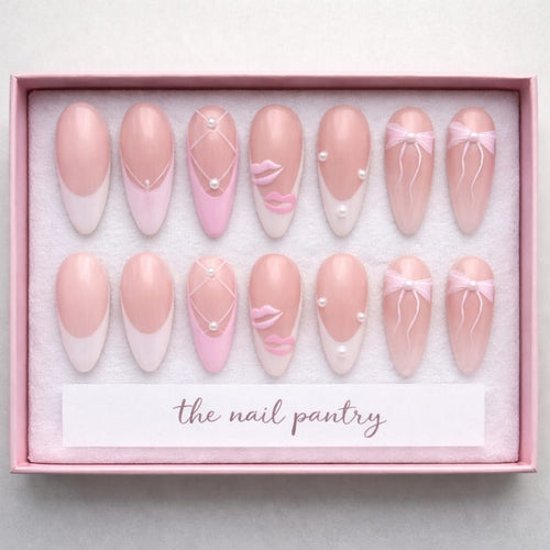 Chic Pink Parisian Nail (24Pcs) (Without Box)